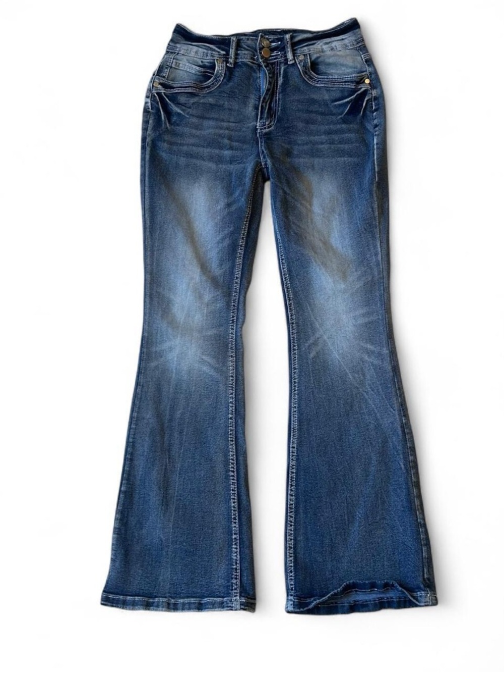 Mid-Rise Women's Blue Flare Jeans